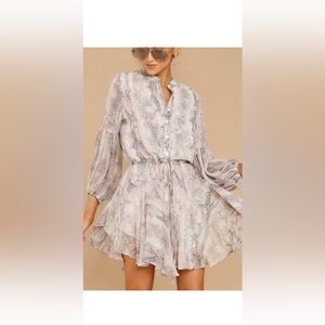 Olivaceous Soft Pink and Gray Snake Print Dress